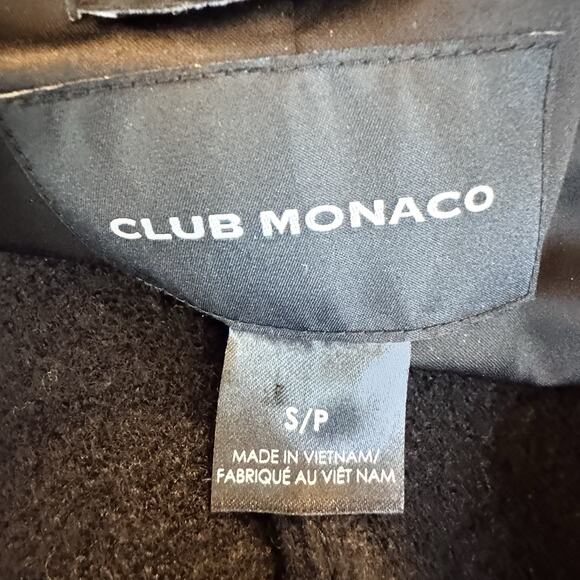 Club Monaco Halli Belted Wool & Leather Asymmetrical Coat Black Small C3931 - Picture 9 of 13